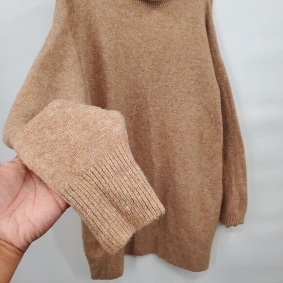 H&M Knitted Cowl Neck Long Jumper Sweater Dress Oversize Soft Small Womens Tan - Picture 4 of 10
